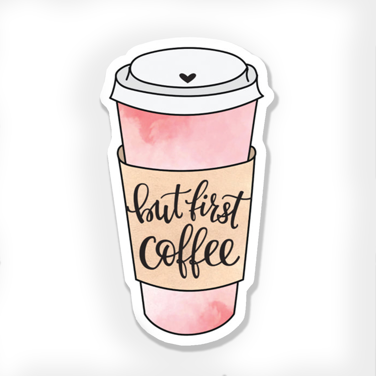 But First Coffee, Cute Illustration Caffeine Vinyl Sticker – ParcelIsland